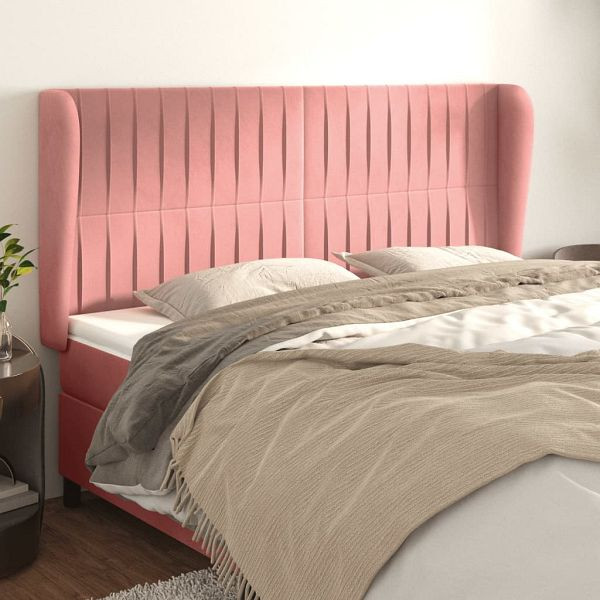 vidaXL Kopfteil mit Ohren Rosa 163x23x118/128 cm Samt, 3118253