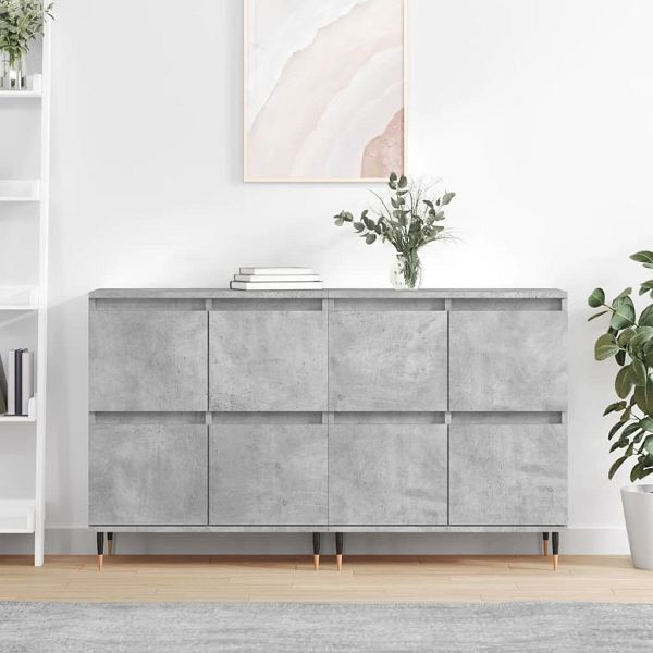 vidaXL Sideboards 2 Stück Betongrau Holzwerkstoff, 3190169