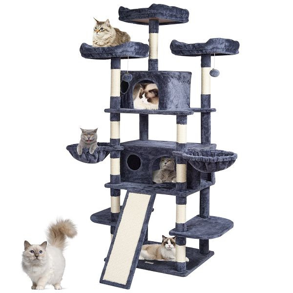 VEVOR Kratzbaum Katzenkratzbaum Kletterbaum Katzenbaum Sisal 174cm Dunkelgrau, DXSMS6C2FSH0HO84PV0