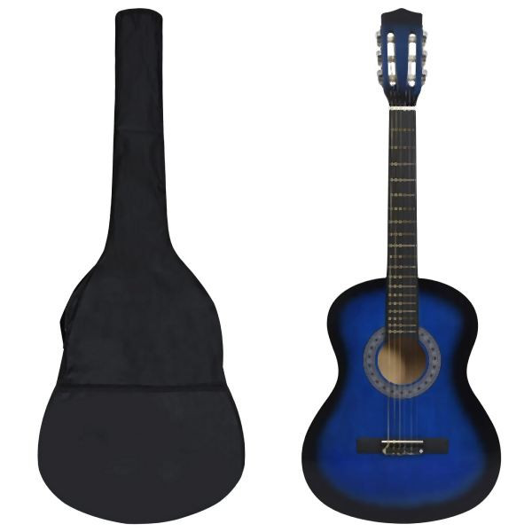 vidaXL 8-tlg. Klassikgitarren-Set für Anfänger Blau 3/4 36", 70117