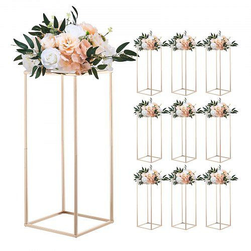 VEVOR Hochzeitsblumenständer 250x250x600mm, 10er-Pack, goldene Pflanzenhocker mit Acrylablage für Hochzeiten und Partys, HLHJLFT10J60VMTKM001V0