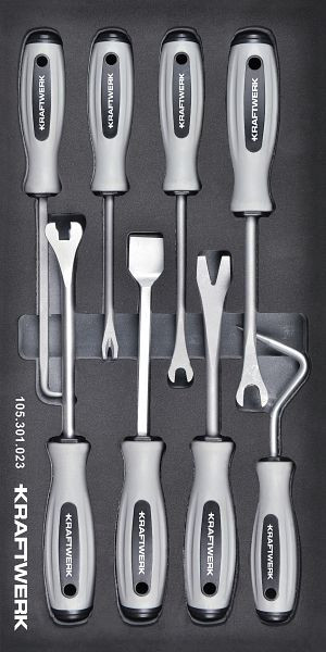 Kraftwerk BASIC LINE EVA Verkleidungslösesatz, Clip- und Lösewerkzeug, 8-tlg. 20x40 Einlage, 105.301.023