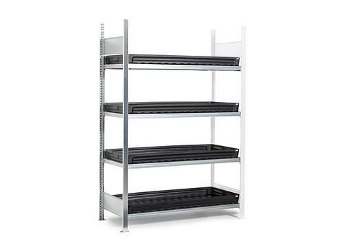 DENIOS Gefahrstoffregal GKW 1360 pro, 4 PE-Wannen, 1312 x 637 x 2000 mm, Anbaufeld, 273928