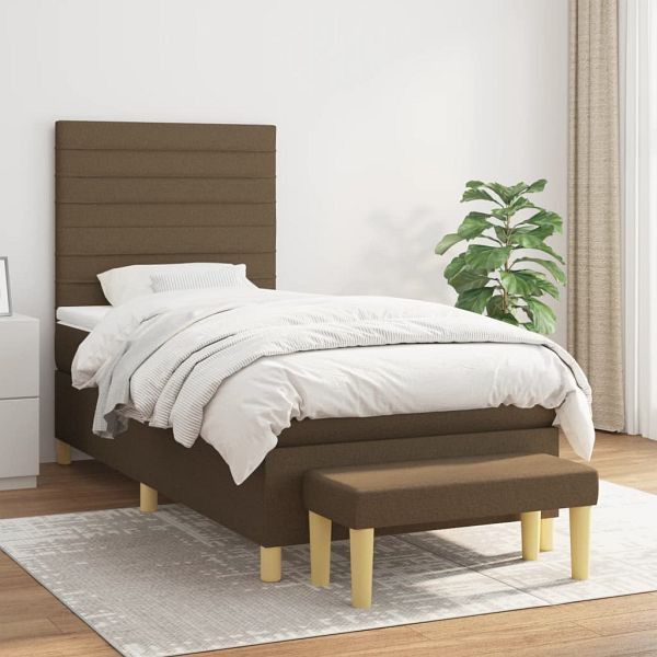 vidaXL Boxspringbett mit Matratze Dunkelbraun 80x200 cm Stoff, 3137192