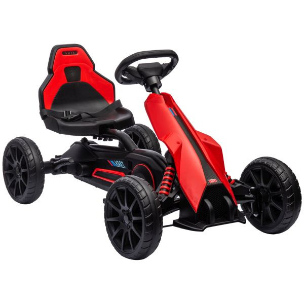 HOMCOM Gokart, Kinderfahrzeug mit verstellbarem Sitz, Tretfahrzeug, Rot, 370-286V00RD