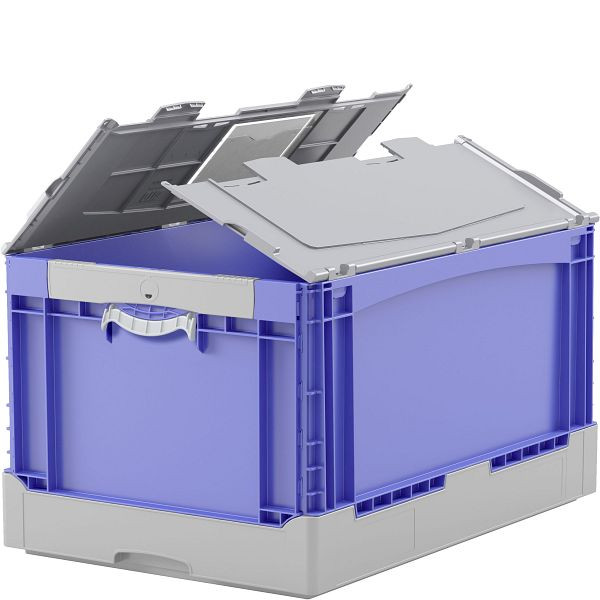 BITO KlappboxEQD64281L blau, Liftgriff Deckel, 400x297x600mm, 31474