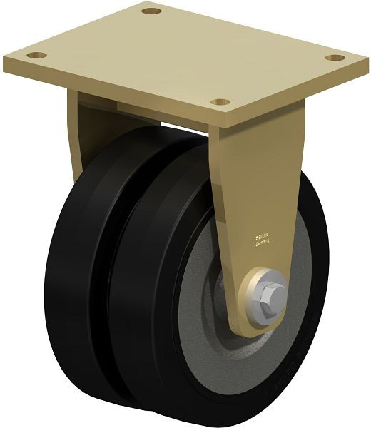 Blickle BSD-SE 250K Stahlgeschweißte Schwerlast-Doppel-Bockrolle, Elastik-Vollgummi, Schwarz, 37010