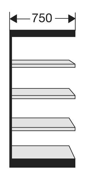Kerkmann Büro-Regal Progress 2000, B 750 x T 300 x H 1900 mm, schwarz/lichtgrau, 50211515