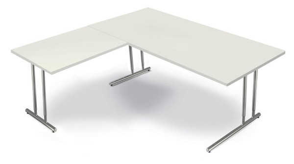 Kerkmann Winkelarbeitsplatz aus Schreibtisch B 2000 x T 1000 x H 680-820 mm, Artline, Farbe: Weiß, 11768210