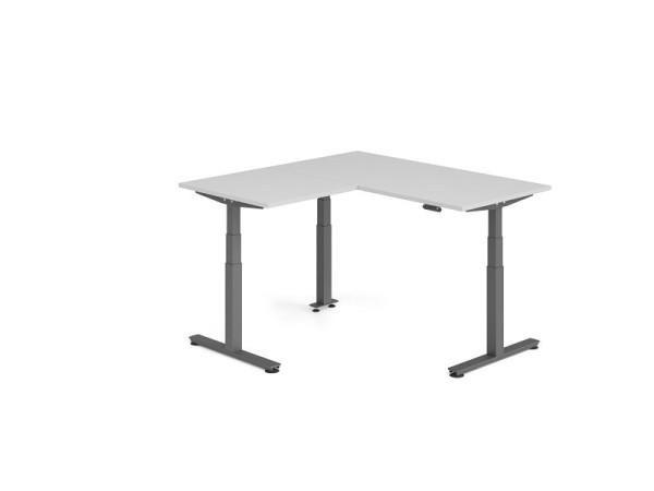 Hammerbacher Sitz-Steh-Winkeltisch 160x160cm Grau/Graphit, VXDSMW1608/5/G