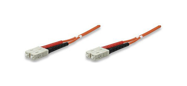 INTELLINET Glasfaser LWL-Anschlusskabel, Duplex, Multimode, SC/SC, 50/125 µm, OM2, 2 m, orange, 470018