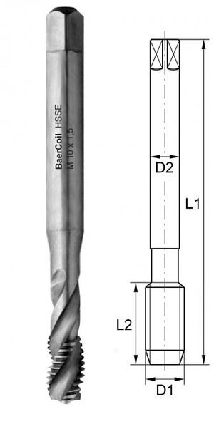 BaerCoil Maschinengewindebohrer M 6 x 1,0 - PRO für Sacklöcher, B3709P