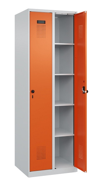 C+P Wäsche-Spind Evolo PLUS, 2 Abteile, 1850x600x500mm, 7035/2004, Verschluss Drehriegel, Ablageböden 8, 049000-20B S10002