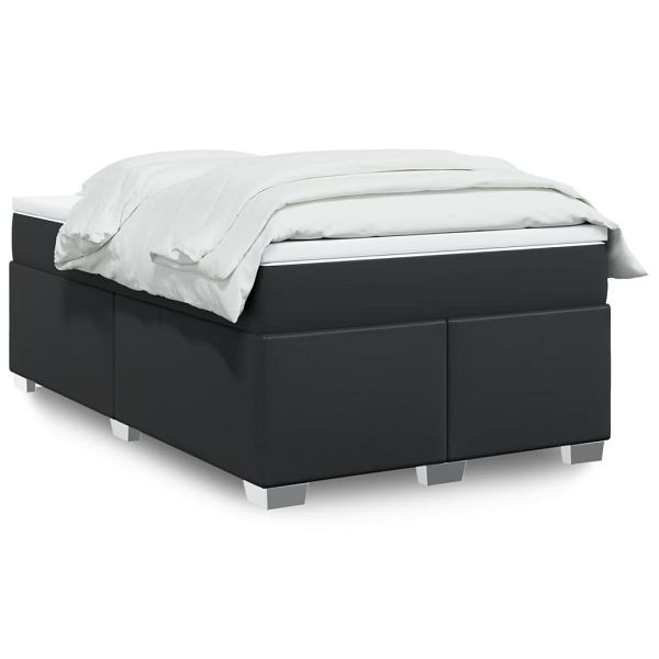 vidaXL Boxspringbett mit Matratze Schwarz 120x200 cm Kunstleder, 3285205