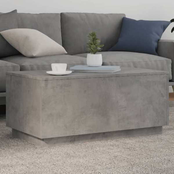vidaXL Couchtisch mit LED-Leuchten Betongrau 90x50x40 cm, 839878