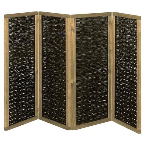 T&J PAULINA Paravent aus Weide, 240 x 180 cm (4x 60 x 180 cm), 4-teilig mit Scharnieren, 36137