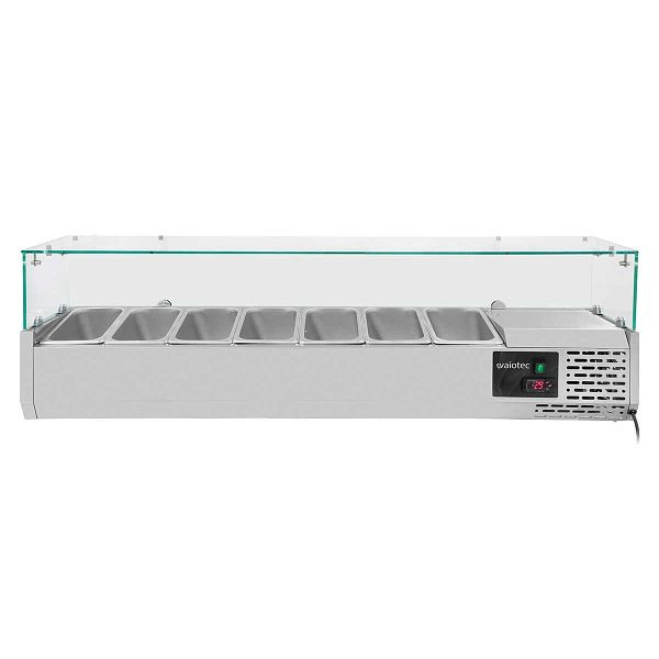 Vaiotec EASYLINE Kühlaufsatz 330 mit Glasabdeckung 7xGN1/4 - 1500, 150x33,5x43,5 cm, 10029