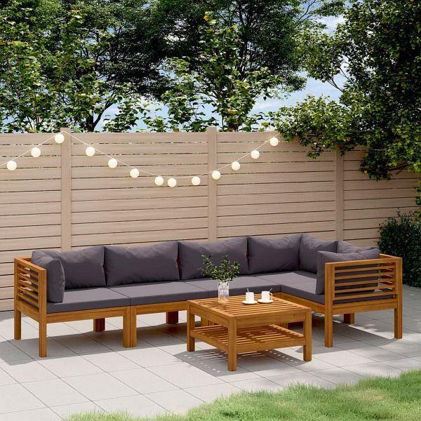 vidaXL 6-tlg. Garten-Lounge-Set mit Auflage Massivholz Akazie, 3086918