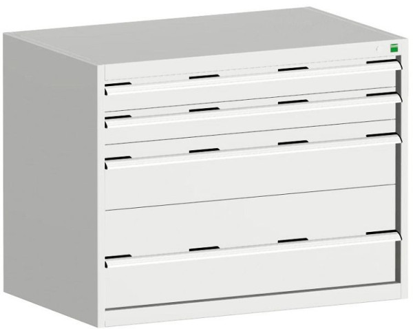 bott cubio Schubladenschrank bestückt mit 4 Schwerlastschubladen BxTxH: 1050 x 750 x 800 mm, RAL 7035, 40029008.16V