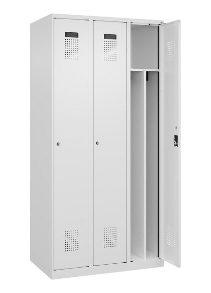 C+P Spind Evolo PLUS, 3 Abteile, 1850x900x500mm, 9016/9016, Verschluss Zylinderschloss, 049000-30F S10047