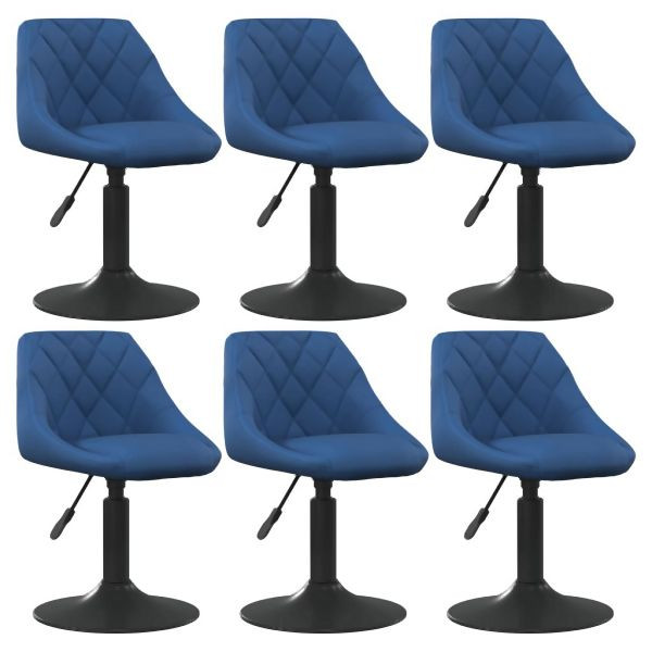 vidaXL Esszimmerstühle 6 Stk. Drehbar Blau Samt, 3088806