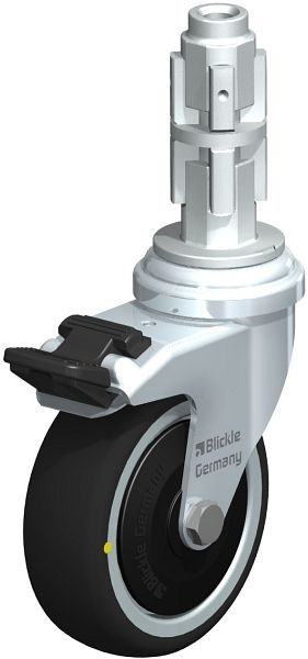 Blickle LRA-PATH 75K-FI-ELS-FK-E03 Apparate-Lenkrolle mit Expander & Feststeller, Thermoplastisches Polyurethan, Grau, 848627