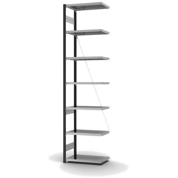 hofe Anbauregal, zerlegt, 7 Böden 3000 x 400 x 750 mm, verzinkt Stützprofile - anthrazitgrau/RAL 7016, HAA304007XL