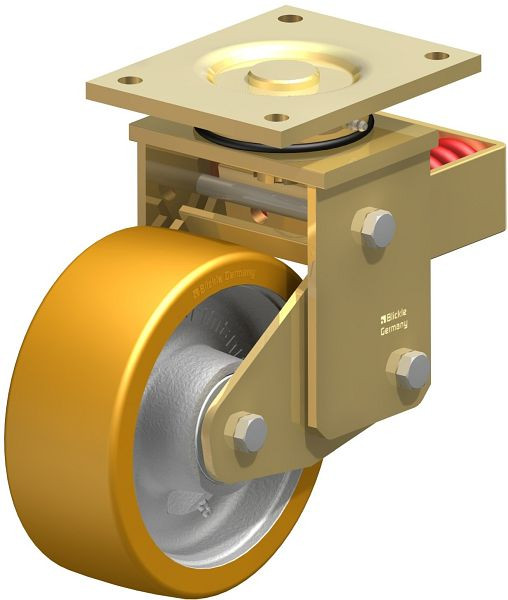 Blickle LSFN-GTH 202K Stahlgeschweißte Schwerlast-Lenkrolle mit Stahlfeder, Blickle Extrathane®, Hellbraun, 273433