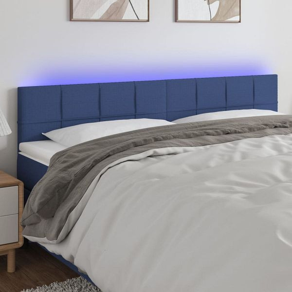 vidaXL LED Kopfteil Blau 160x5x78/88 cm Stoff, Top-Qualität, 3121624