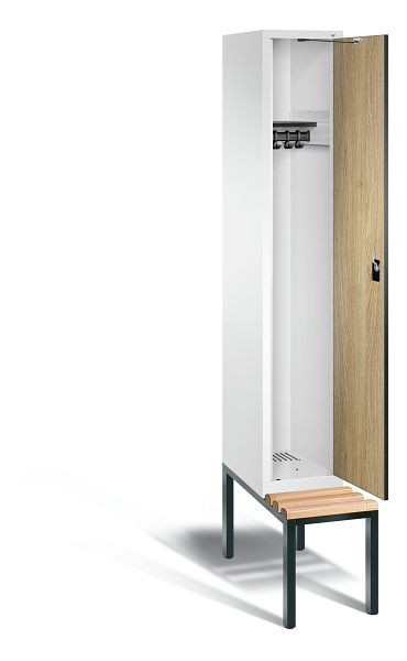 C+P Garderobenschrank Evolo, H2090xB320xT815mm, Farbe: Verkehrsweiß / Dekor Eiche Sereno, 48050-10 S10089