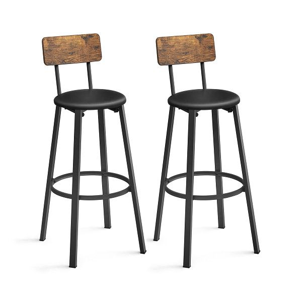 VASAGLE Barhocker, Rostbraun, Schwarz, 40,1x44,2x100,5 cm, VE: 2 Stück, LBC069B81