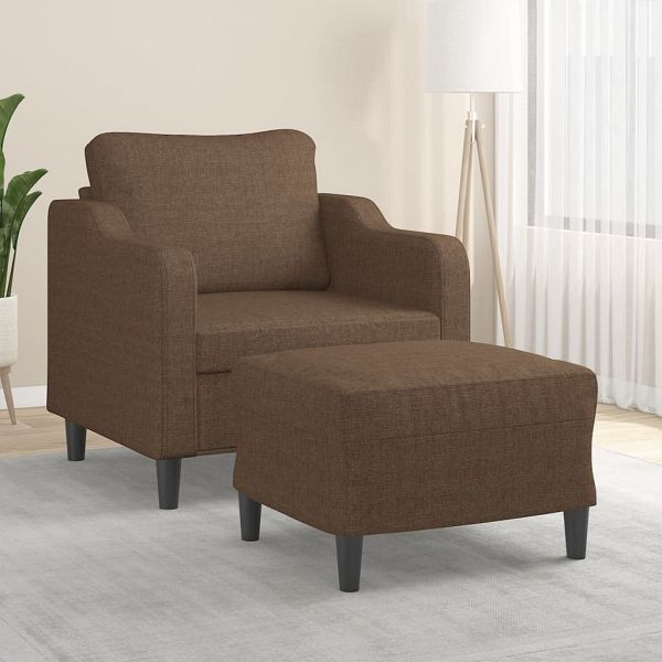 vidaXL Sessel mit Hocker Braun 60 cm Stoff, 3201130, 8721012060975