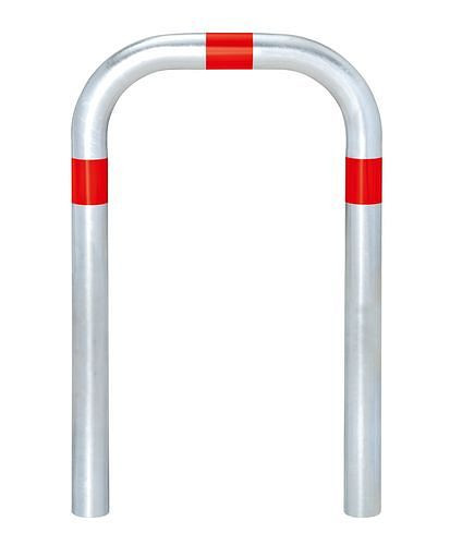 Moravia Ladesäulen Rammschutz-Bügel aus Stahl, feuerverzinkt, B 500 mm, Reflexringe rot, zum Einbetonieren, 280398