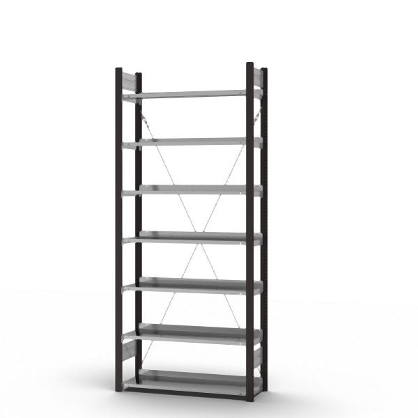 hofe Grundregal, zerlegt, 7 Böden 2350 x 300 x 1000 mm, verzinkt Stützprofile - anthrazitgrau/RAL 7016, HAG23310EX