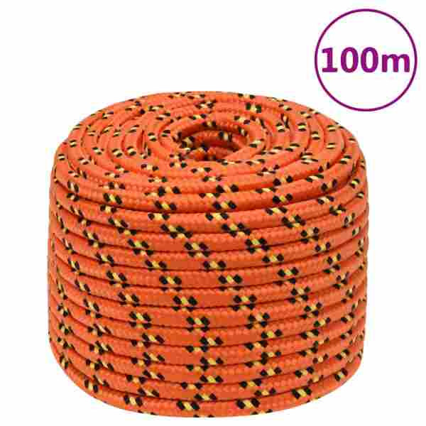 vidaXL Bootsseil Orange 14 mm 100 m Polypropylen, 152676