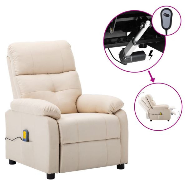 vidaXL Elektrischer Massagesessel Creme Stoff, 3074099