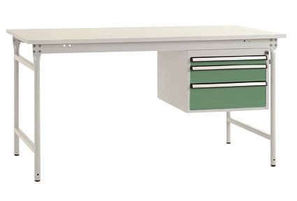 Manuflex Komplett-Beistelltisch BASIS stationär mit Melamin-Platte + Gehäuse-Unterbau, BxTxH: 1500 x 800 x 780 mm, Resedagrün, BB5281.6011