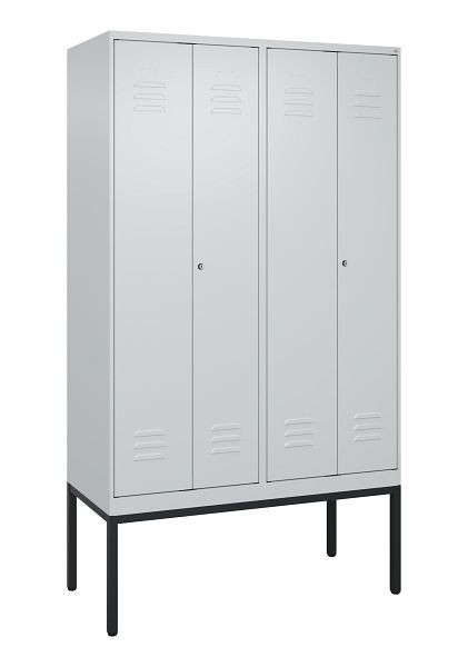 C+P Umkleidespind Classic PLUS, Doppel-Spind, Gestell, 4 Abteile, 2120x1200x500mm, 7035/7035, Zylinderschlösser, 0800327-40P S10024