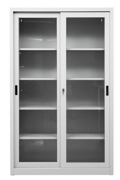 Gürkan Schiebetürenschrank, 45 x 120 x 195 cm, Lichtgrau, Fachboden Stück 4, GLS, SLG.1912, 100284
