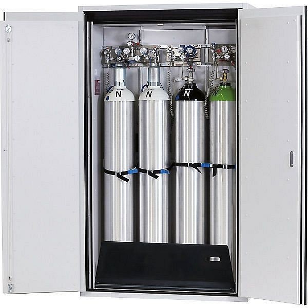 asecos Feuerbeständiger Druckgasflaschenschrank G90, für 4 x 50-l-Flaschen, Breite 1200 mm, lichtgrau, 305700130658