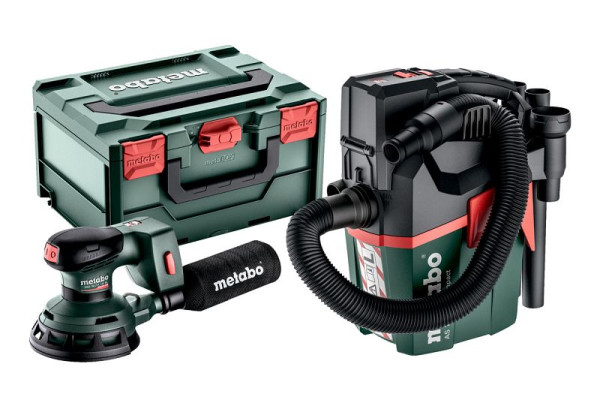 metabo Set Akku-Exzenterschleifer SXA 18 LTX 125 + Akku-Sauger AS 18 L PC Compact, 691199000