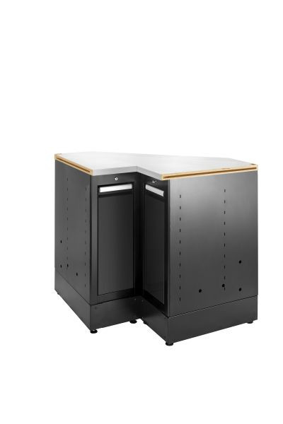 Facom JLS3 ECKUNTERSCHRANK MIT EDELSTAHL-ARBEITSPLATTE SCHWARZ, JLS3-MBSCSGBS