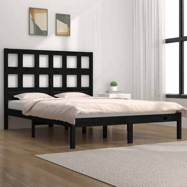 vidaXL Massivholzbett Schwarz Kiefer 140x190 cm, 3104462