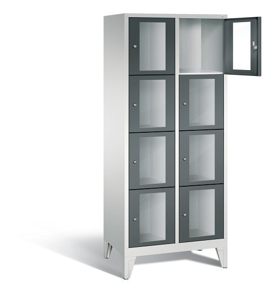 C+P Schließfachschrank Classic, H1850xB810xT500mm, Farbe: Lichtgrau / Anthrazitgrau, 8010A224 S10025