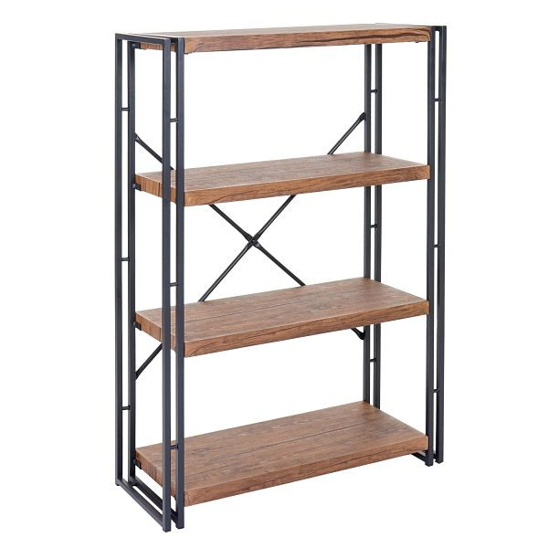 Mendler Bücherregal HWC-A27, Standregal Wohnregal, 121x80cm 3D-Struktur 4 Ebenen, Wildeiche-Optik, 55081