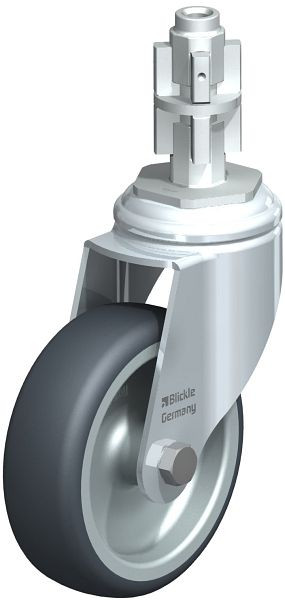 Blickle LKRA-TPA 101G-11-E14 Apparate-Lenkrolle mit Expander, Thermoplastisches Gummi-Elastomer, Grau, 609099