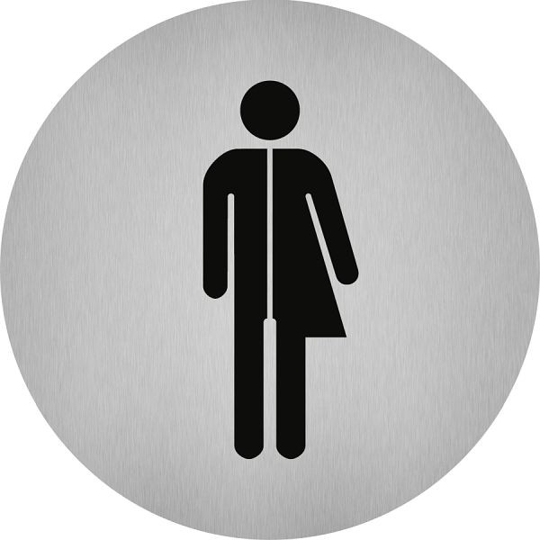 Moedel Piktogramm WC Unisex (Divers), Edelstahl, selbstklebend, Ø 50 mm, 102094