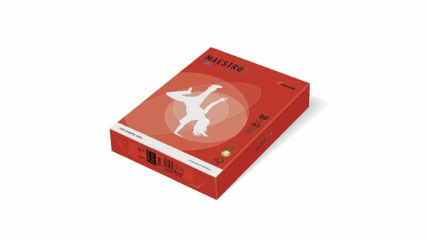 MAESTRO COLOR Kopierpapier MAESTRO® Color Pastell, A3, 80g/m², 500 Blatt, korallenrot, 9417-CO44B80B