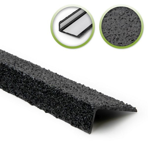 Moravia Antirutschtreppenkantenprofil GFK, medium, schwarz, Breite 600 mm, selbstklebend, 327648