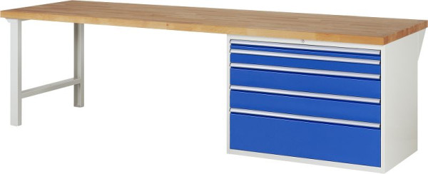 RAU Werkbank Serie 7000 - Baukasten-Bauweise, Unterbau-Container (5x XXL-Schublade), 3000x840x900 mm, 03-7711A1-309B4S.11